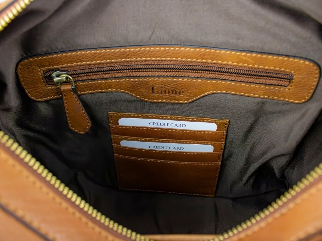 Cognac Leren Handtas Dames – Babette | Just Lioné - Lioné - Just Lioné