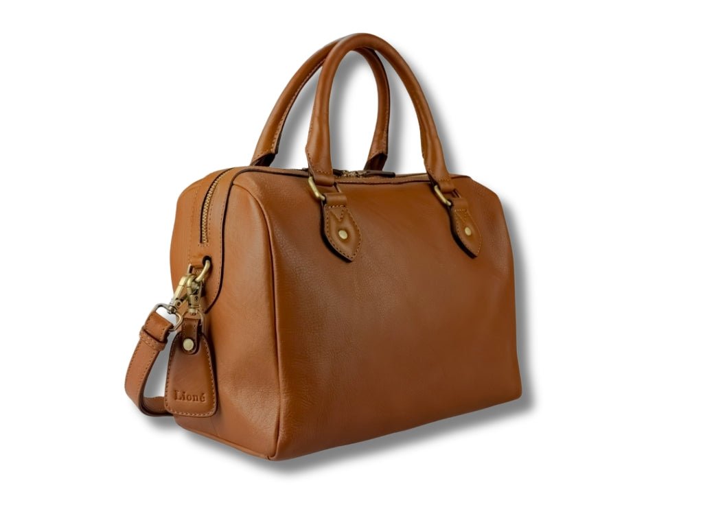 Cognac Leren Handtas Dames – Babette | Just Lioné - Lioné - Just Lioné