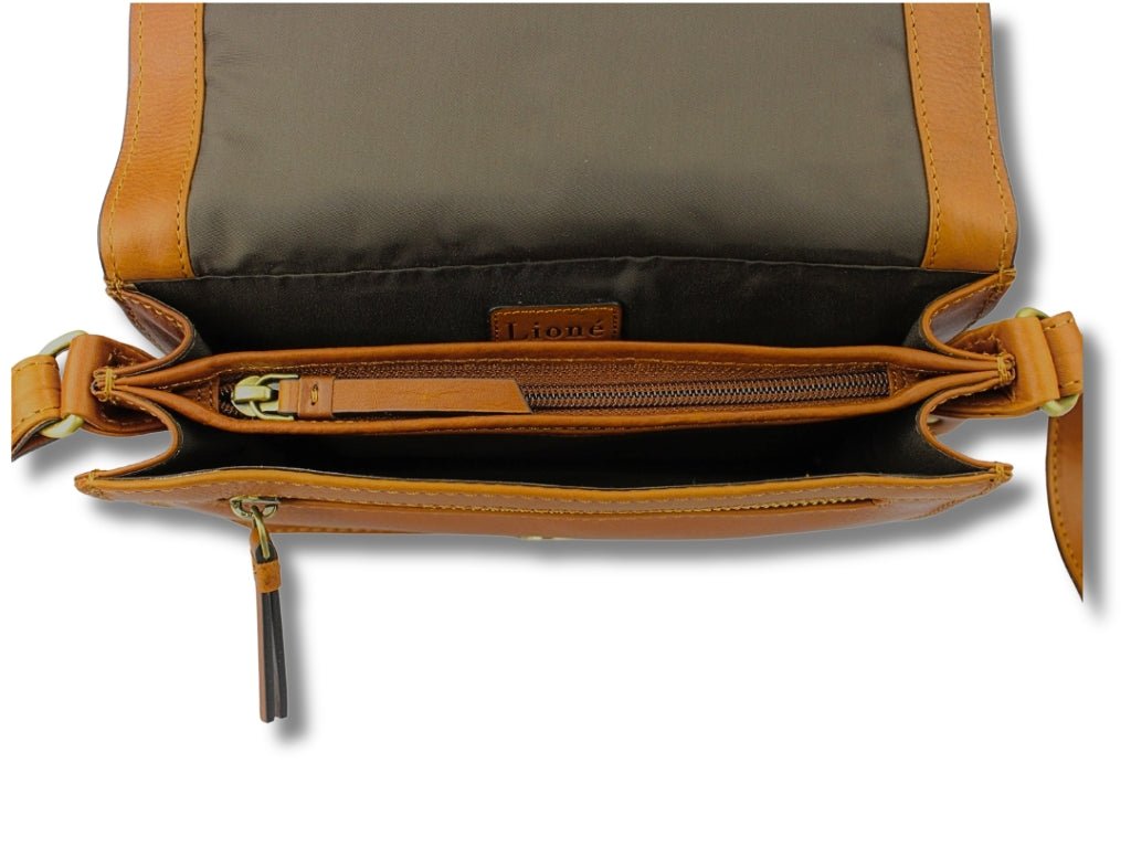 Cognac Leren Schoudertas Dames – Alice | Just Lioné - Lioné - Lioné