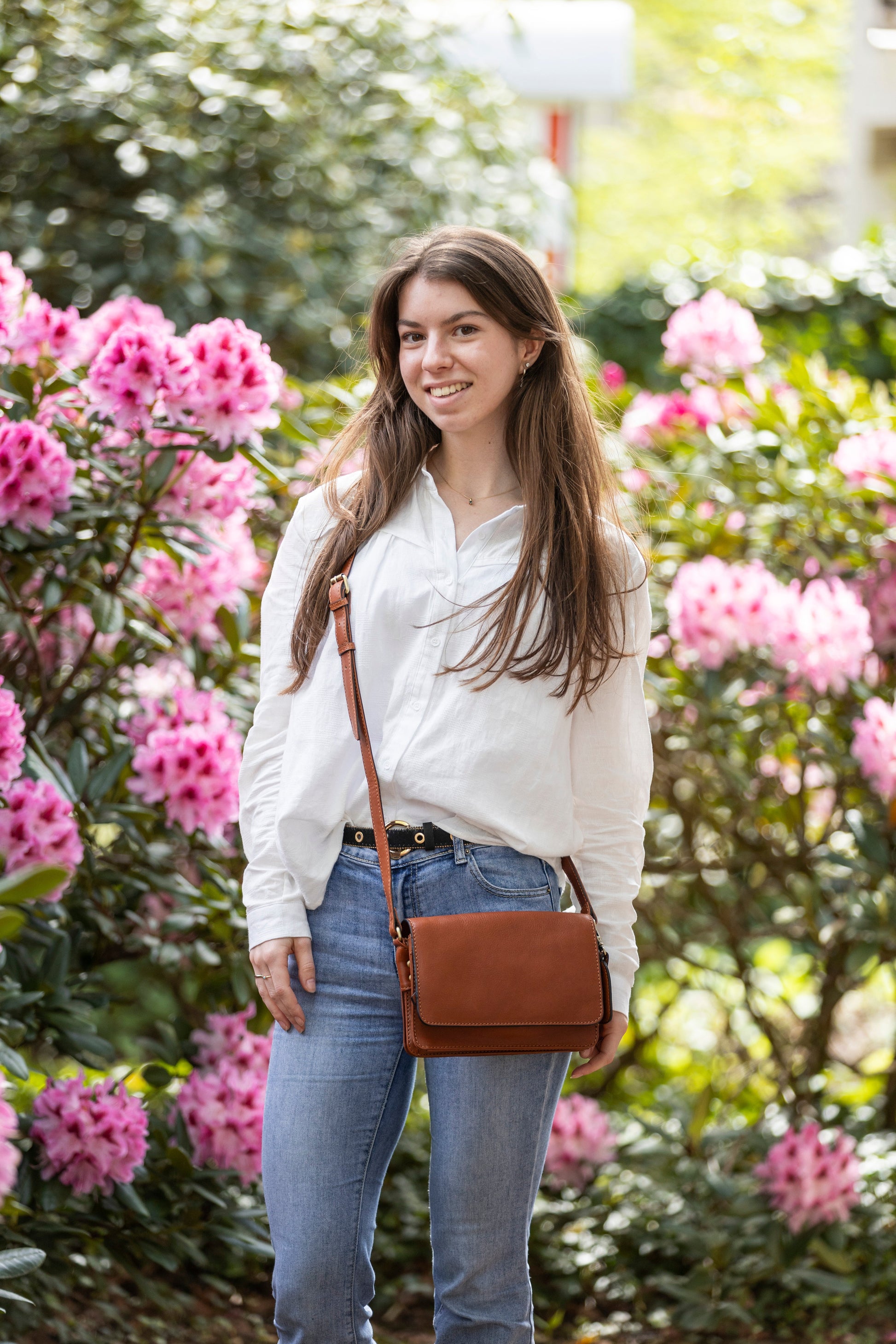 Cognac Leren Schoudertas Dames – Alice | Just Lioné - Lioné - Lioné