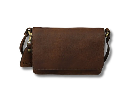 Donkerbruine Leren Schoudertas Dames – Alice | Just Lioné - Lioné - Lioné