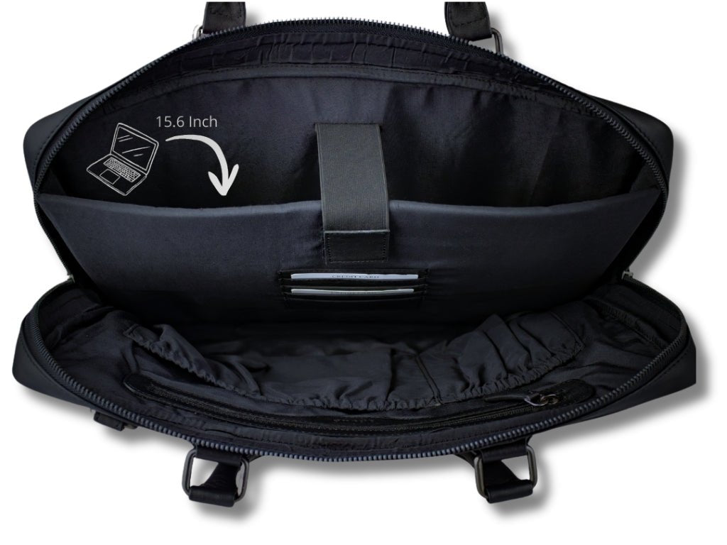 Leren Laptoptas Zwart Mathé - Lioné - Lioné