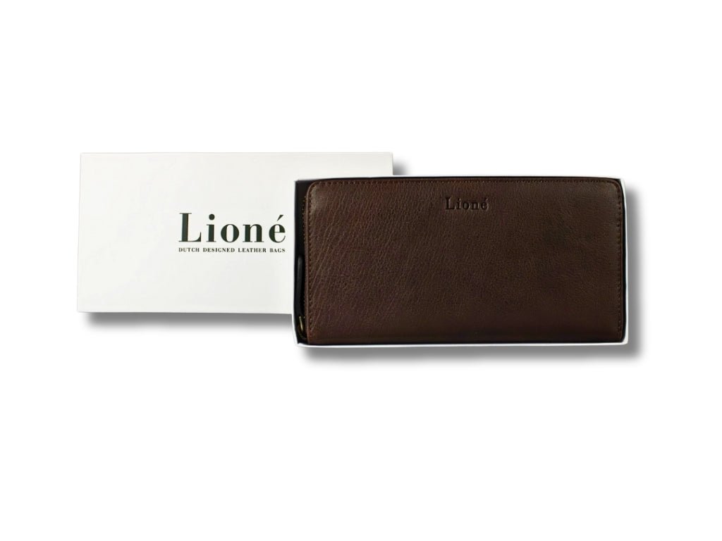Leren Portemonnee Donker Bruin Marian - Lioné - Lioné