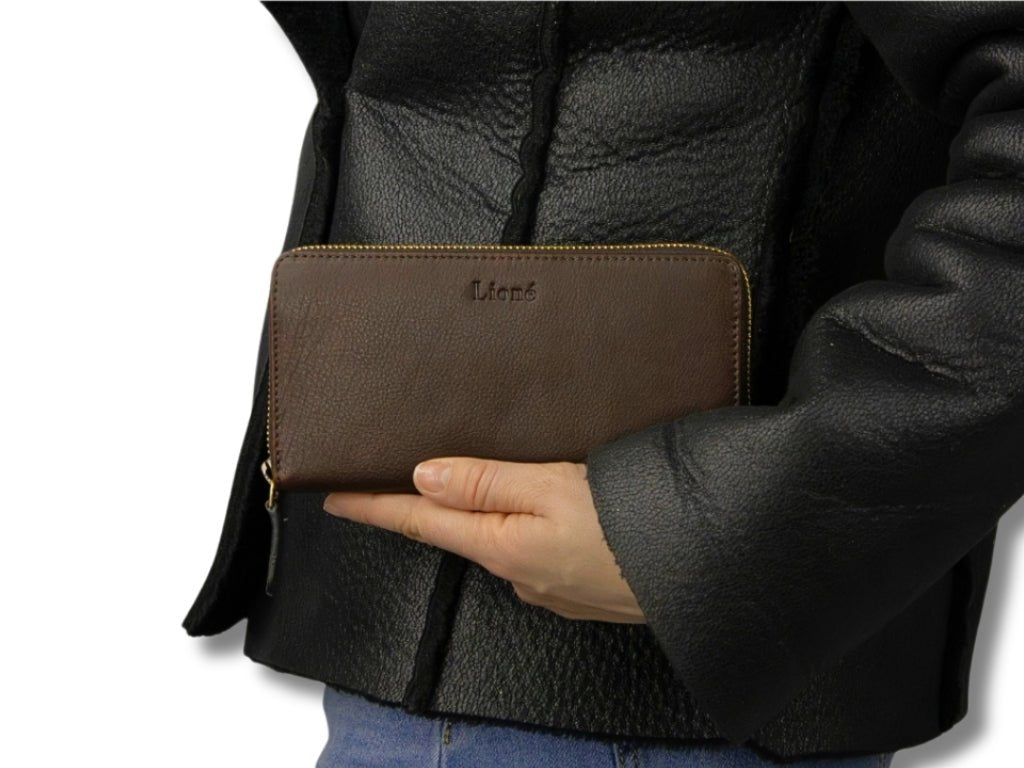 Leren Portemonnee Donker Bruin Marian - Lioné - Lioné