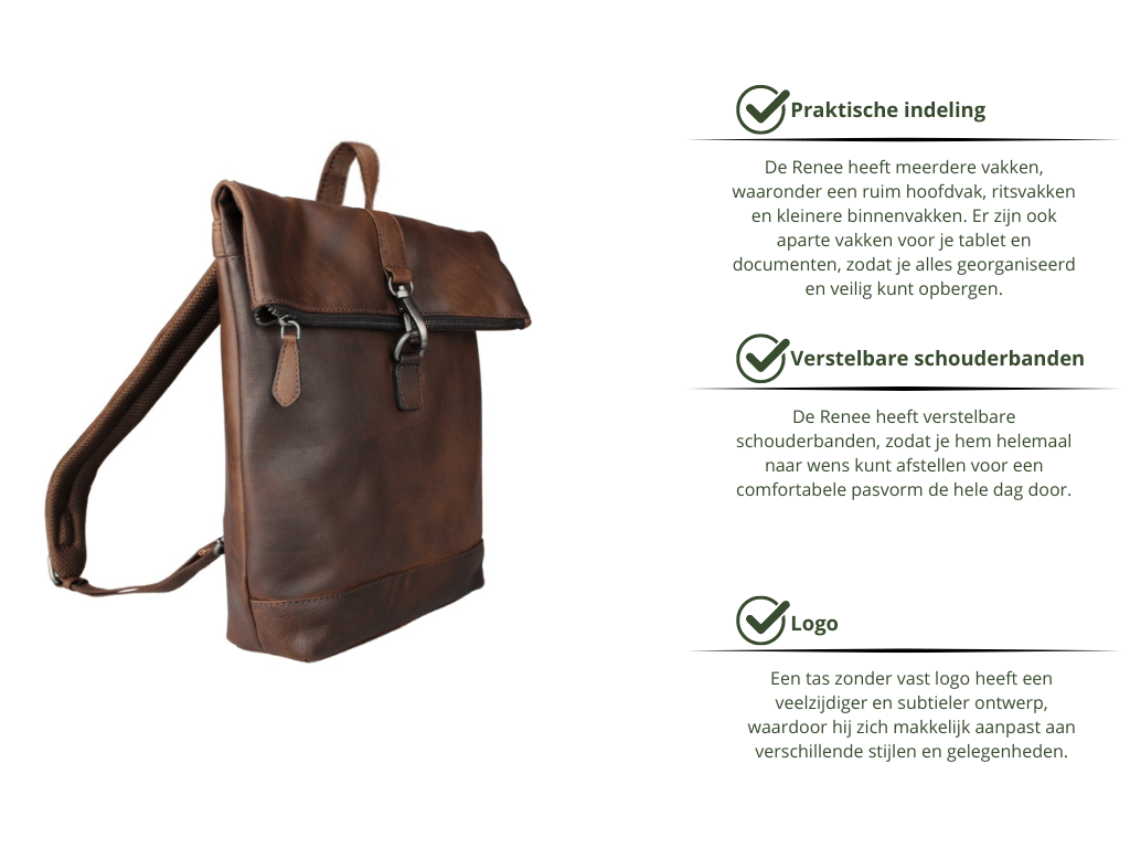 Leren Rugzak Donker Bruin Renee - Lioné - Lioné