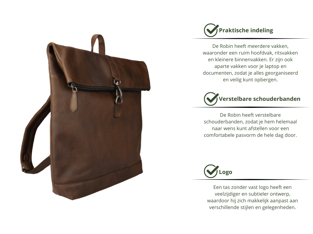 Leren Rugzak Donker Bruin Robin - Lioné - Lioné