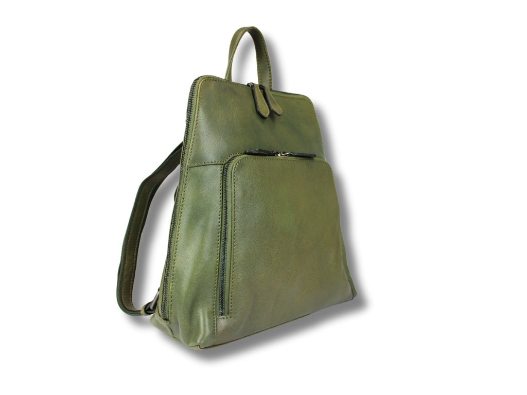 Leren Rugzak Olijf Bobbie - Lioné - Lioné