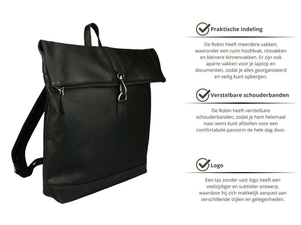 Leren Rugzak Zwart Robin - Lioné - Lioné