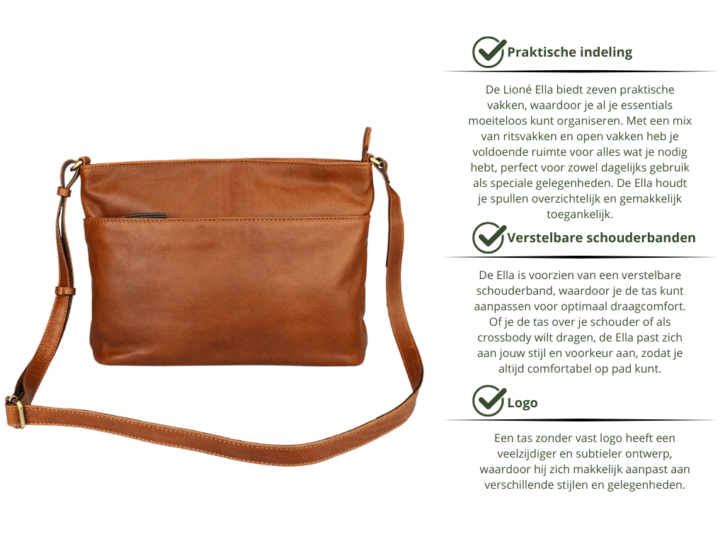 Leren Schoudertas Cognac Ella - Lioné - Lioné