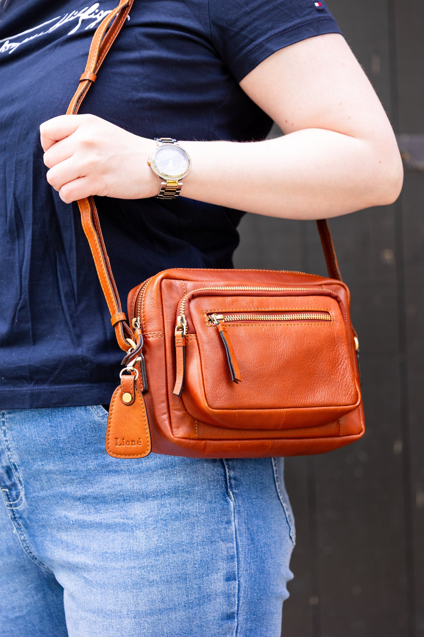 Leren Schoudertas Cognac Eva - Lioné - Lioné