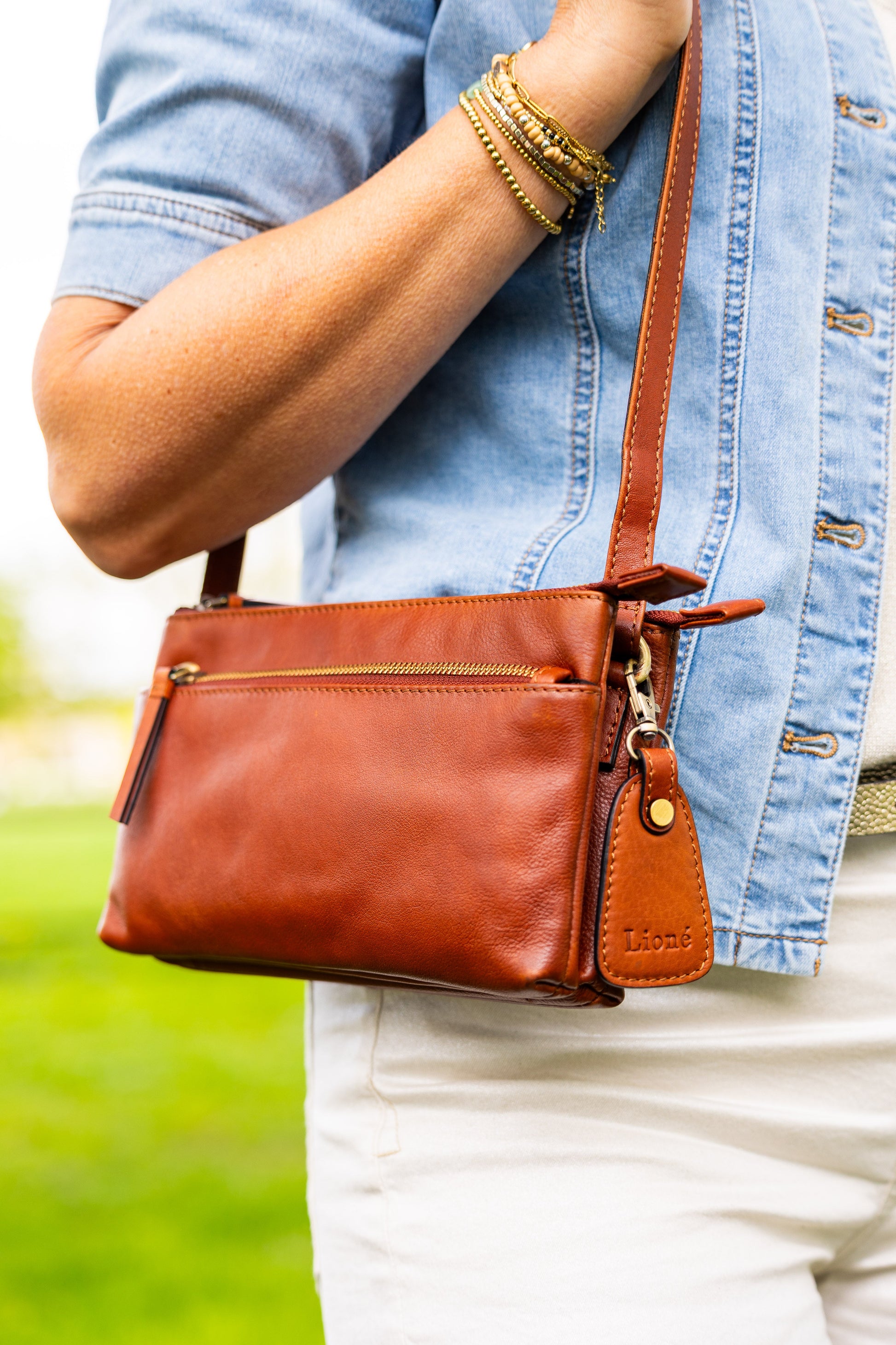 Leren Schoudertas Cognac José - Lioné - Lioné