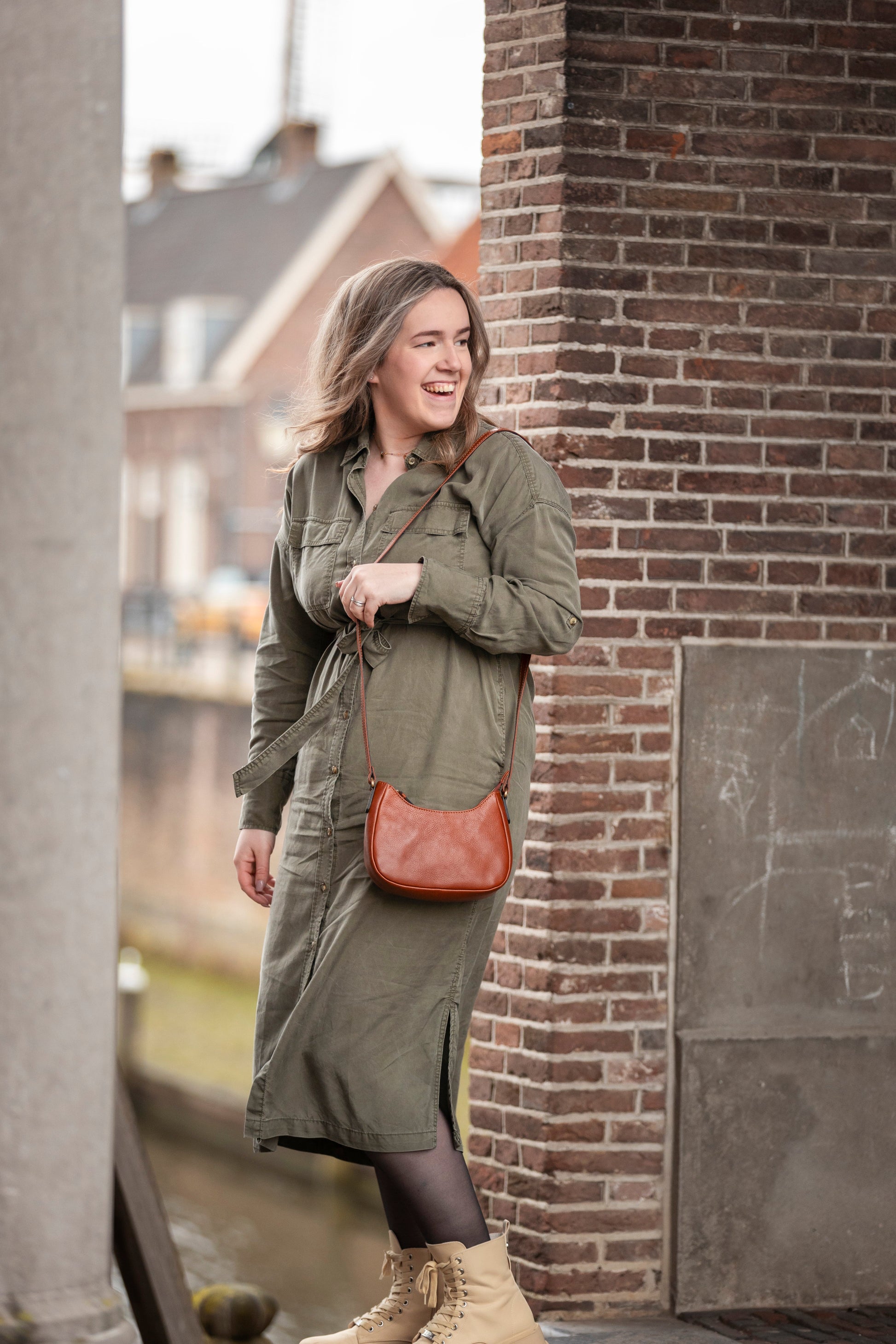 Leren Schoudertas Cognac Julie - Lioné - Lioné