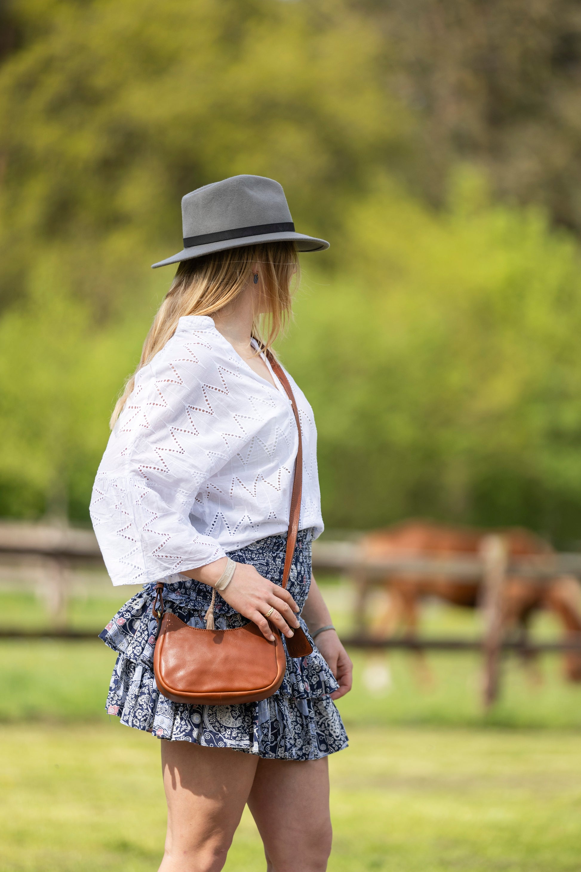 Leren Schoudertas Cognac Julie - Lioné - Lioné