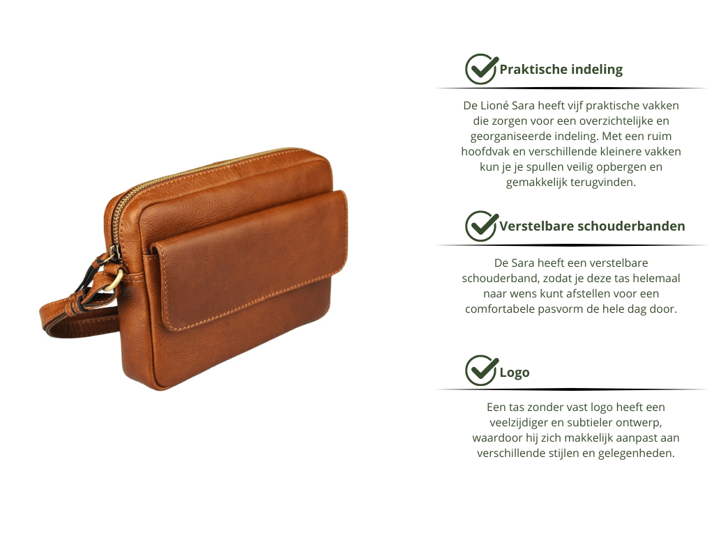 Leren Schoudertas Cognac Sara - Lioné - Lioné