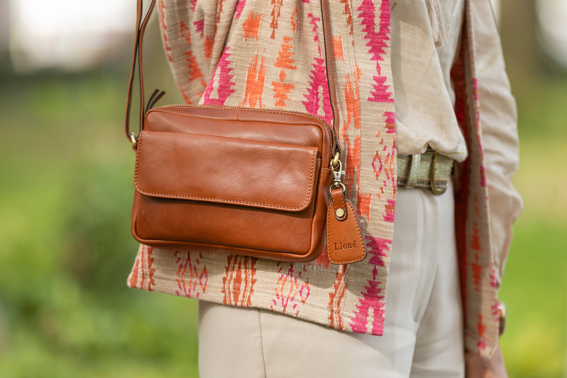 Leren Schoudertas Cognac Sara - Lioné - Lioné