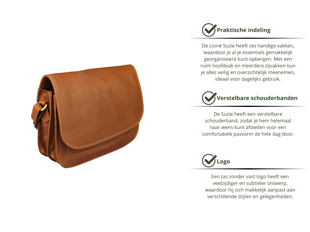 Leren Schoudertas Cognac Suzie - Lioné - Lioné