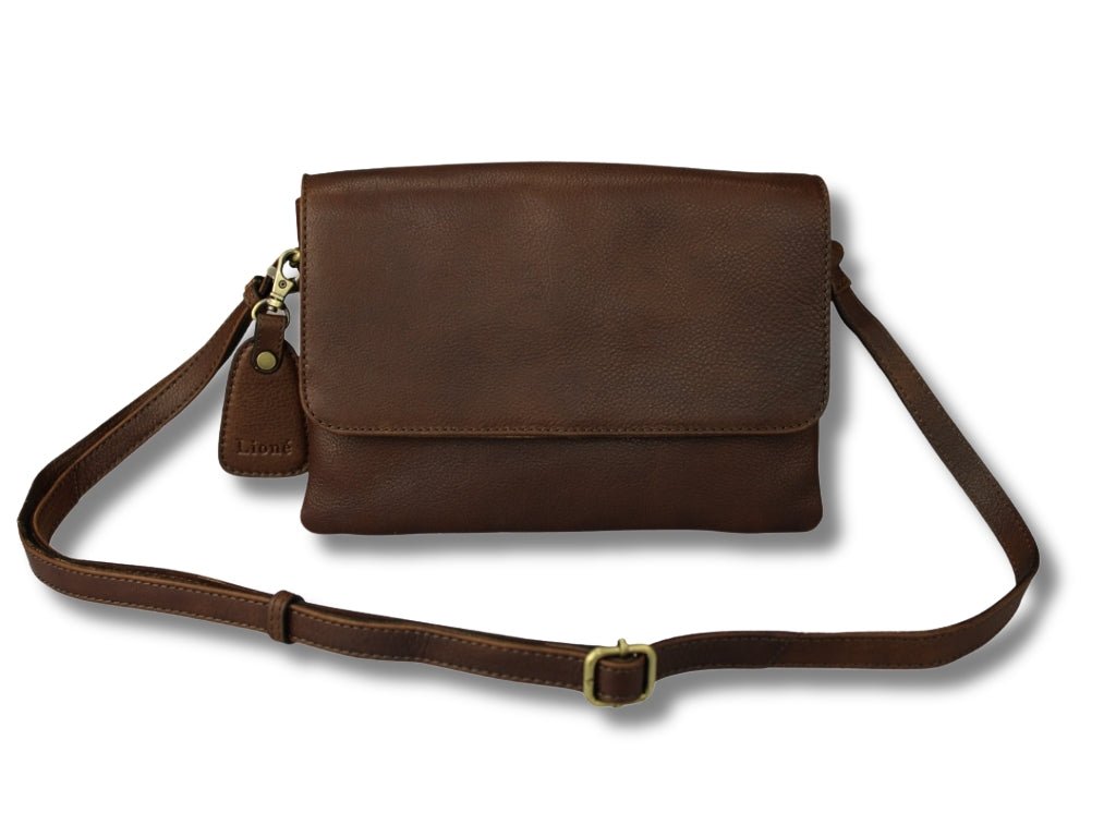 Leren Schoudertas Donker Bruin Britt - Lioné - Lioné