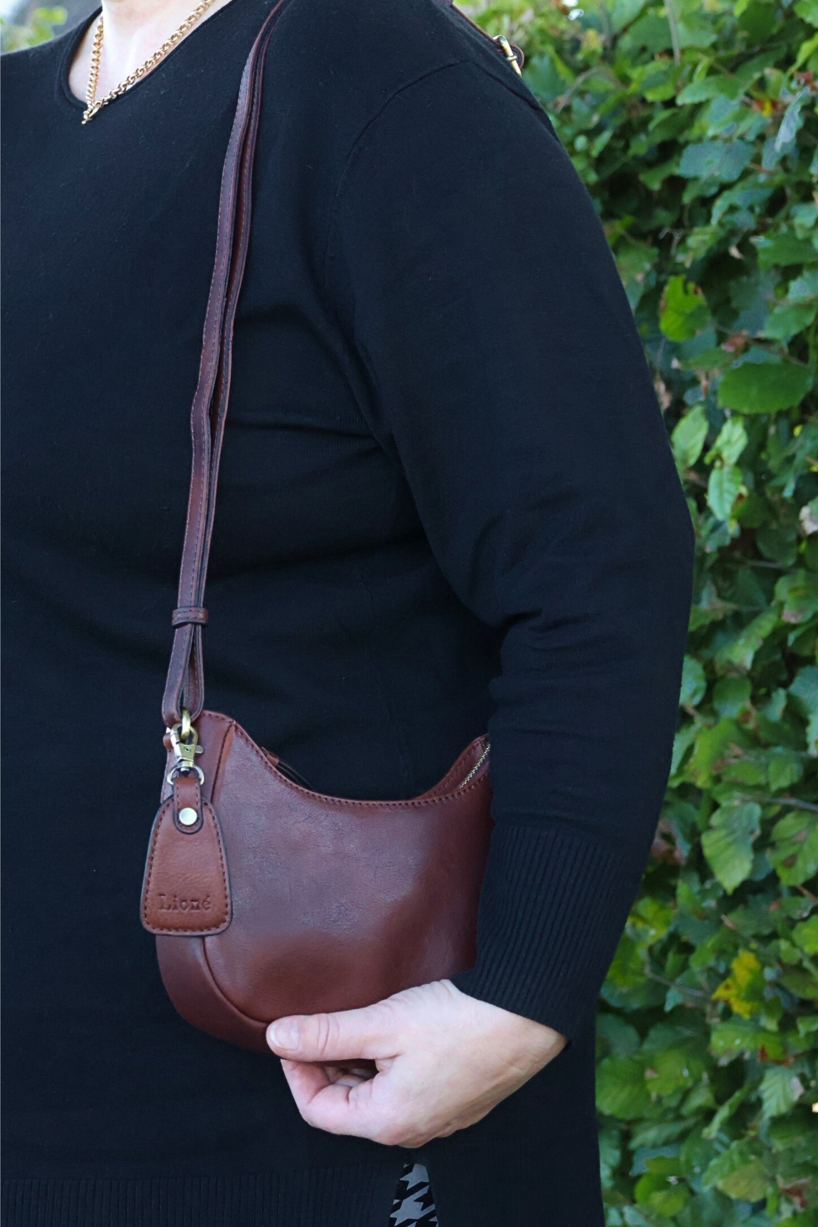 Leren Schoudertas Donker Bruin Julie - Lioné - Lioné