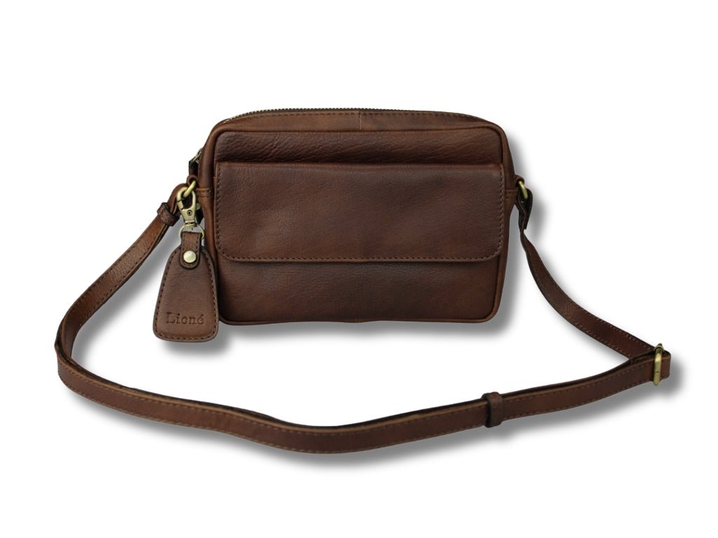 Leren Schoudertas Donker Bruin Sara - Lioné - Lioné