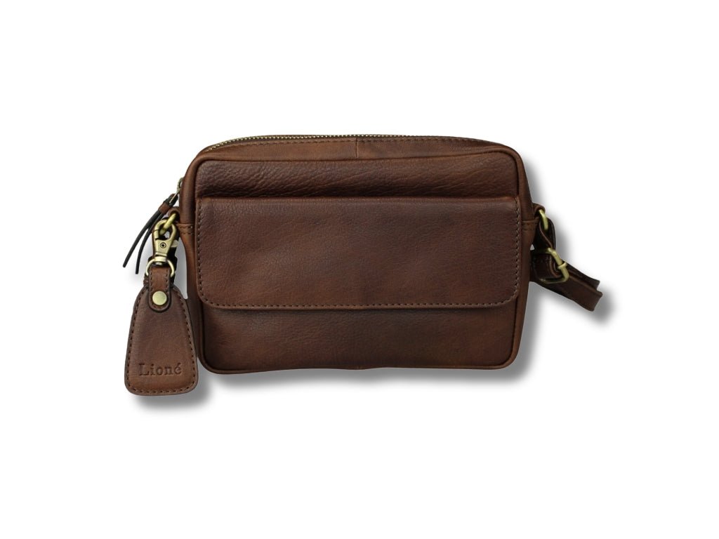 Leren Schoudertas Donker Bruin Sara - Lioné - Lioné