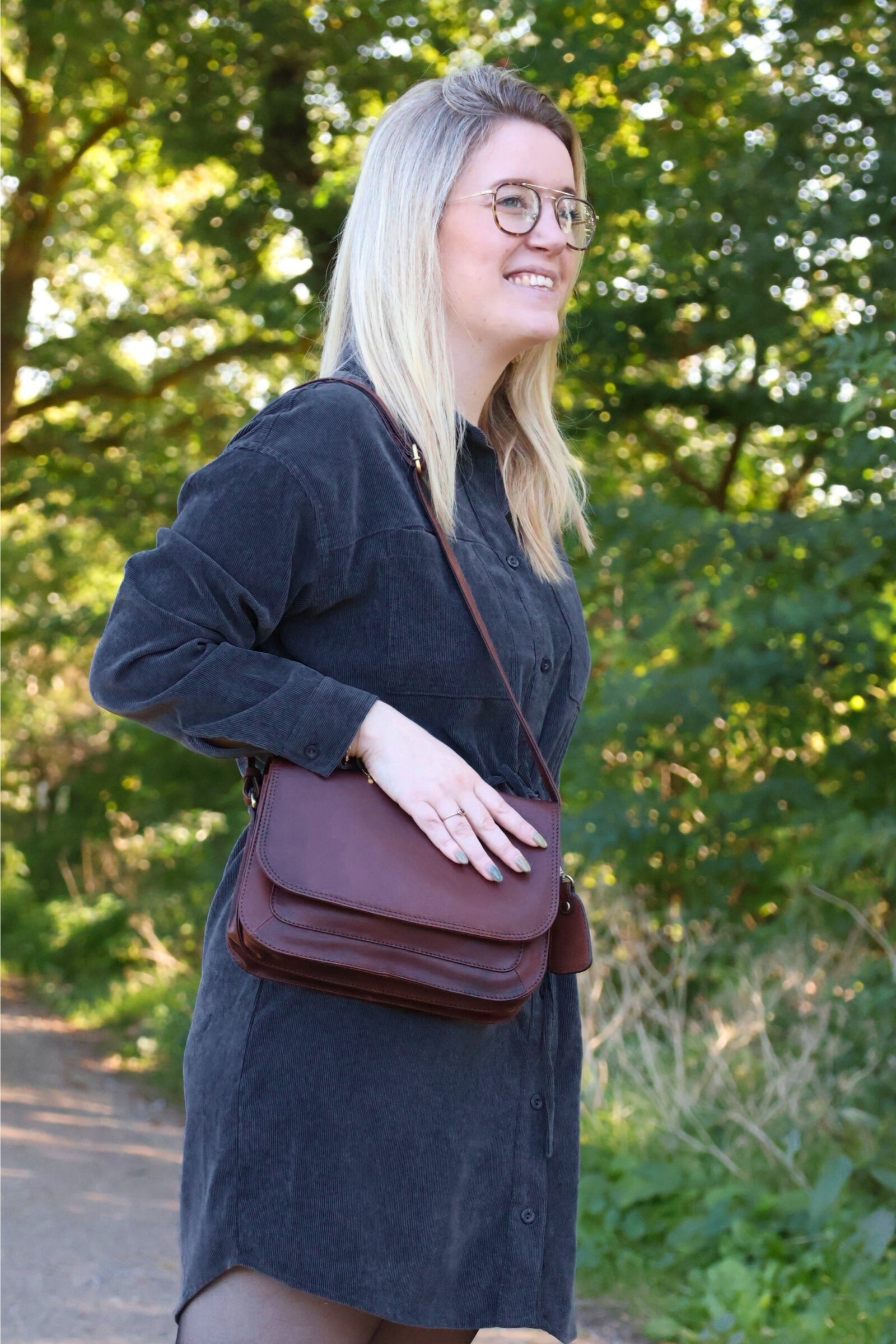 Leren Schoudertas Donker Bruin Suzie - Lioné - Lioné