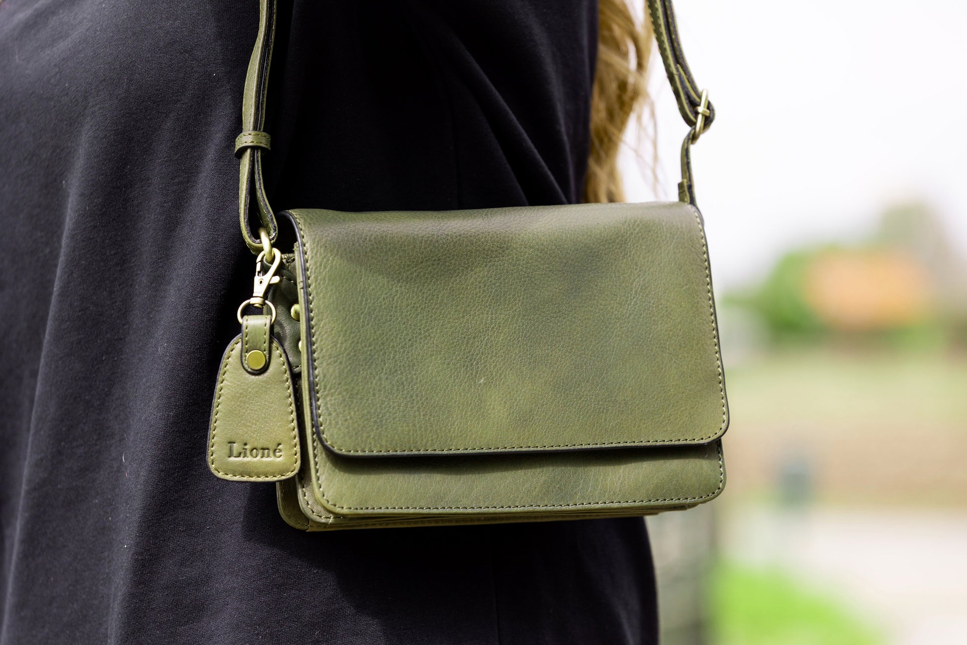 Leren Schoudertas Olijf Alice - Lioné - Lioné