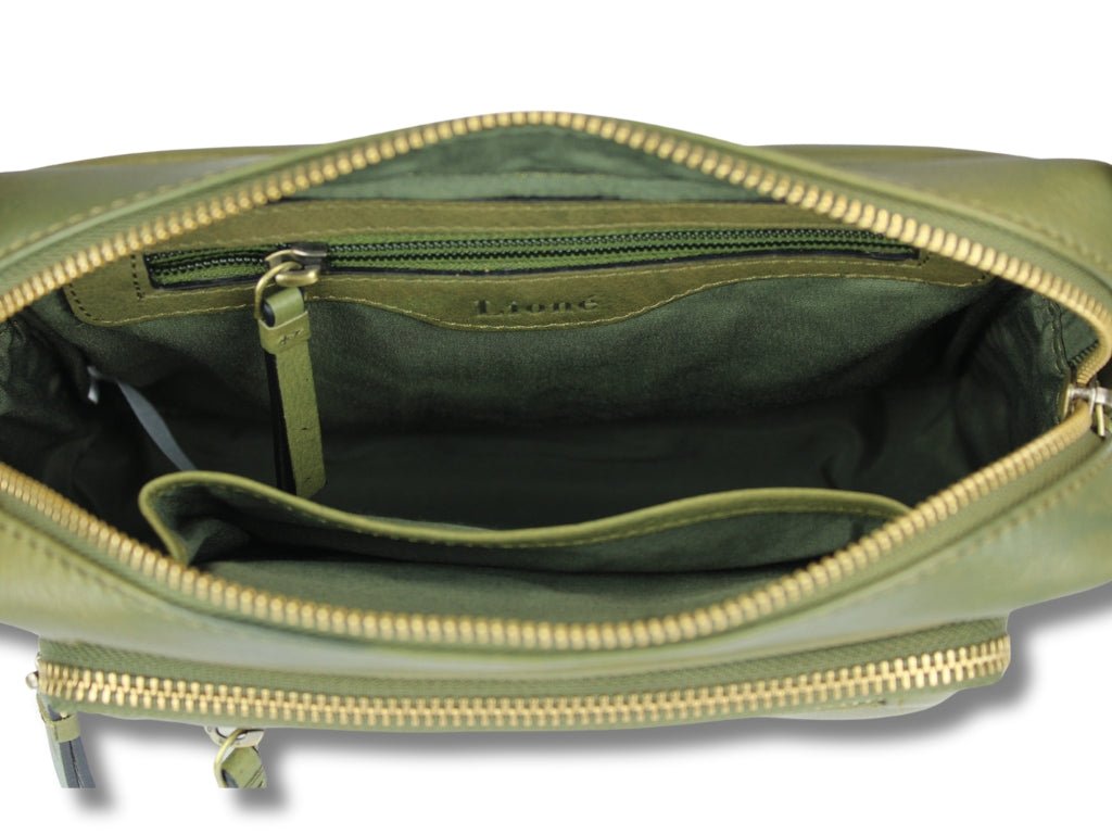 Leren Schoudertas Olijf Eva - Lioné - Lioné