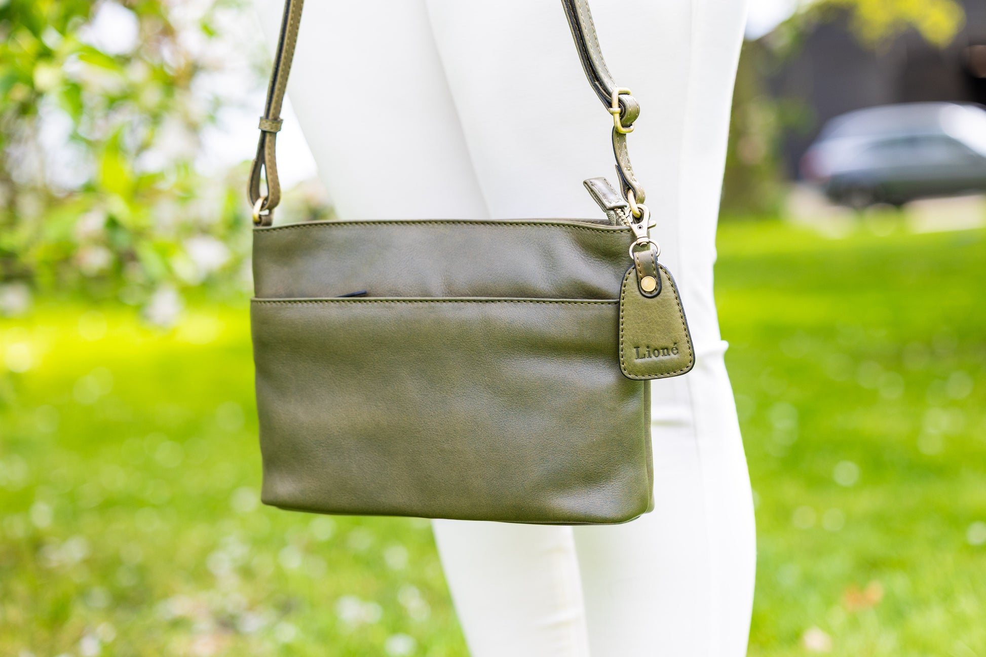 Leren Schoudertas Olijf Liza - Lioné - Lioné