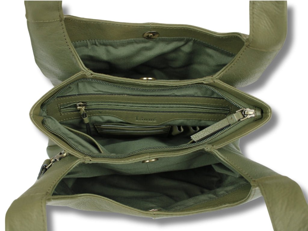 Leren Schoudertas Olijf Manon - Lioné - Lioné