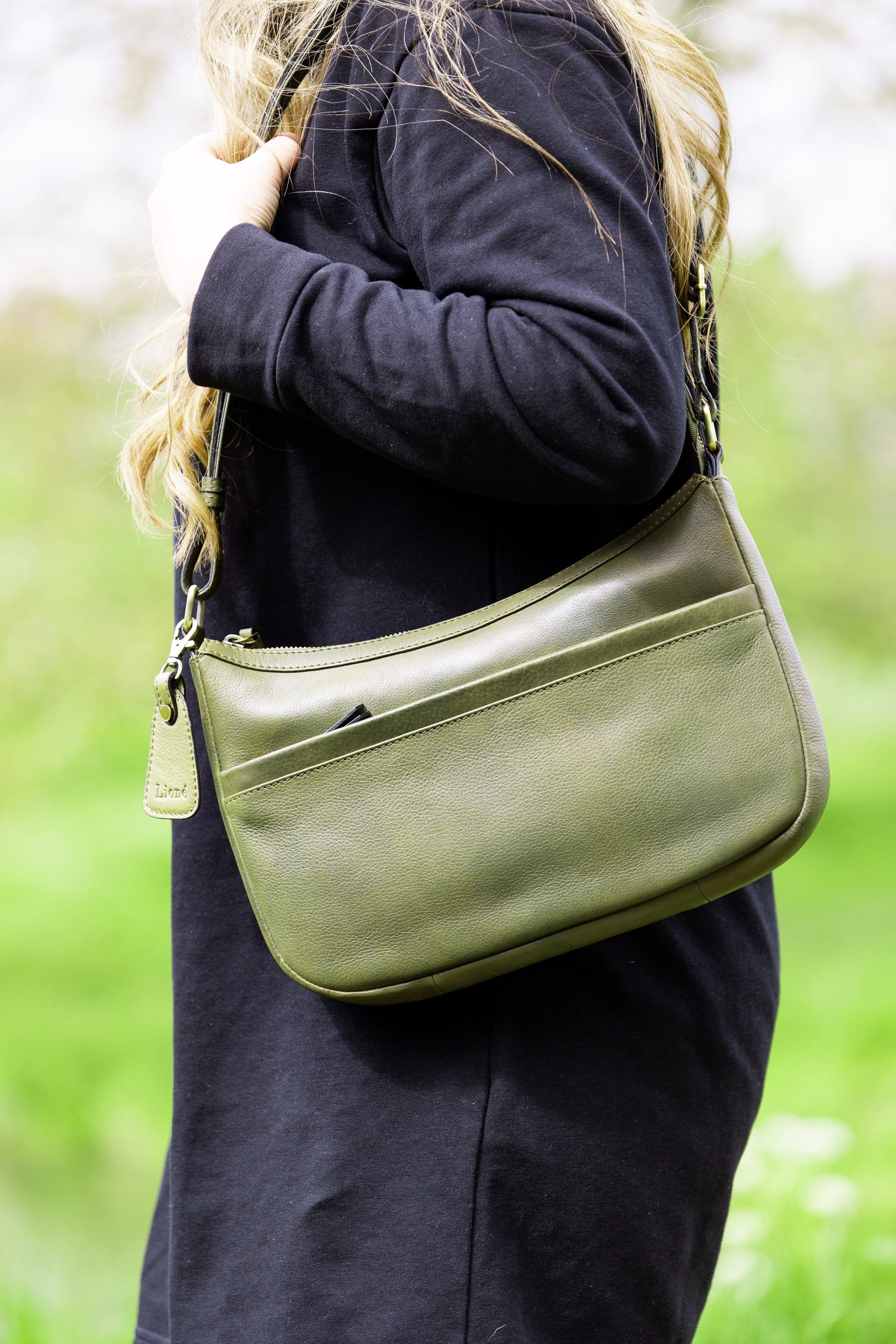 Leren Schoudertas Olijf Nina - Lioné - Lioné