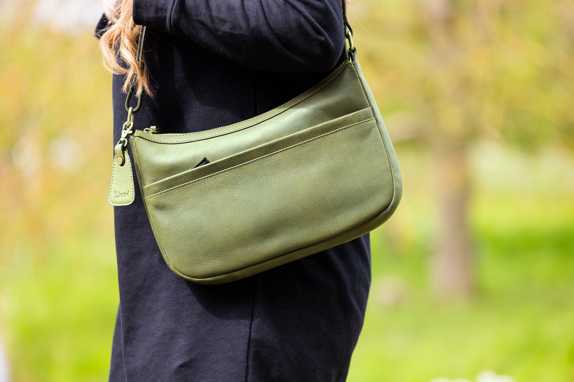 Leren Schoudertas Olijf Nina - Lioné - Lioné