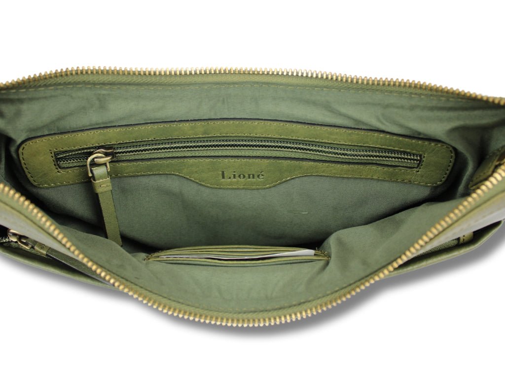 Leren Schoudertas Olijf Nina - Lioné - Lioné