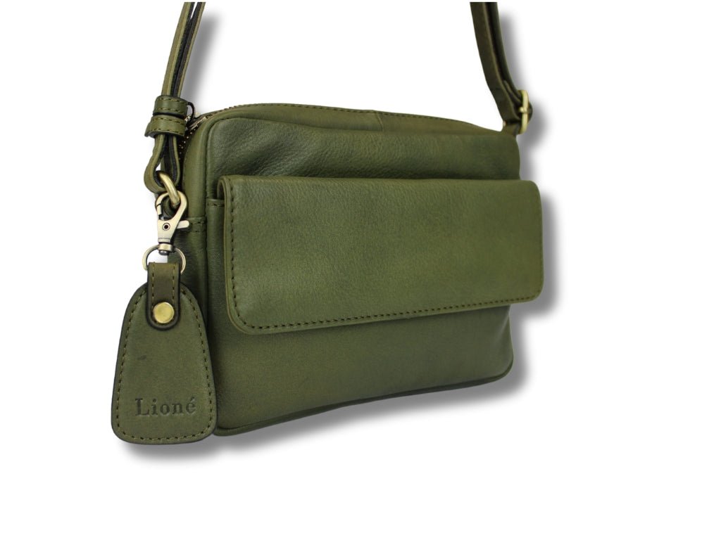 Leren Schoudertas Olijf Sara - Lioné - Lioné