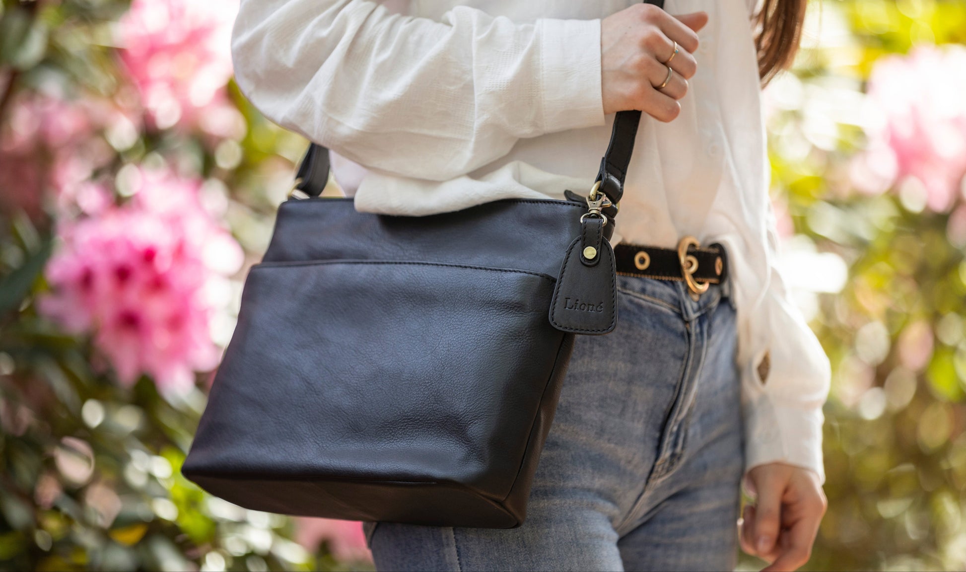 Leren Schoudertas Zwart Ella - Lioné - Lioné