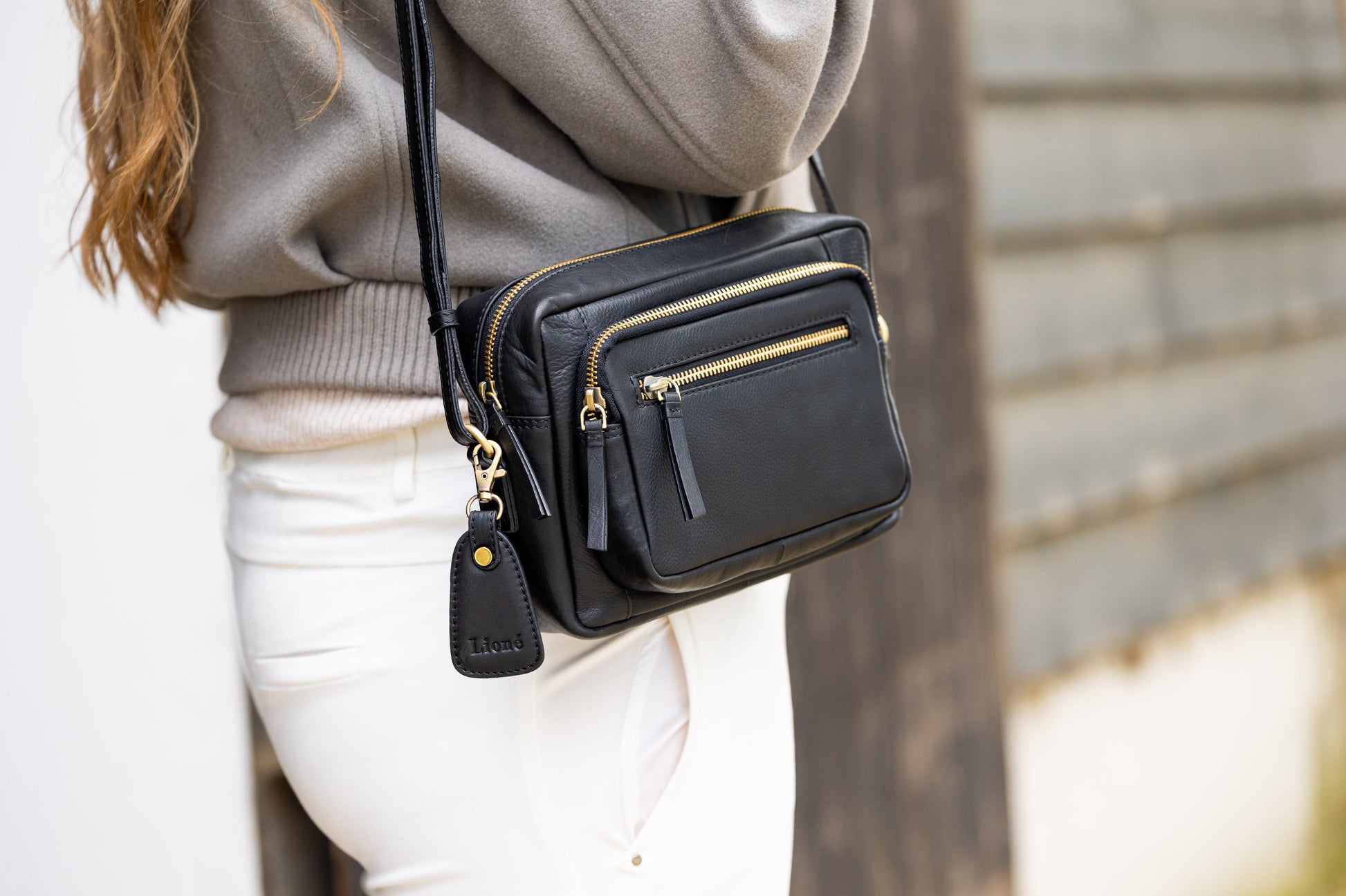 Leren Schoudertas Zwart Eva - Lioné - Lioné