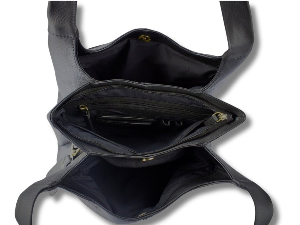 Leren Schoudertas Zwart Manon - Lioné - Lioné