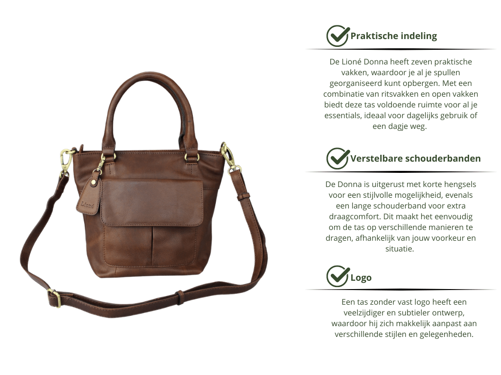 Leren Shopper Donker Bruin Donna - Lioné - Lioné