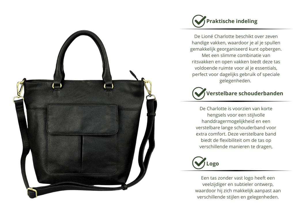 Leren Shopper Zwart Charlotte - Lioné - Lioné