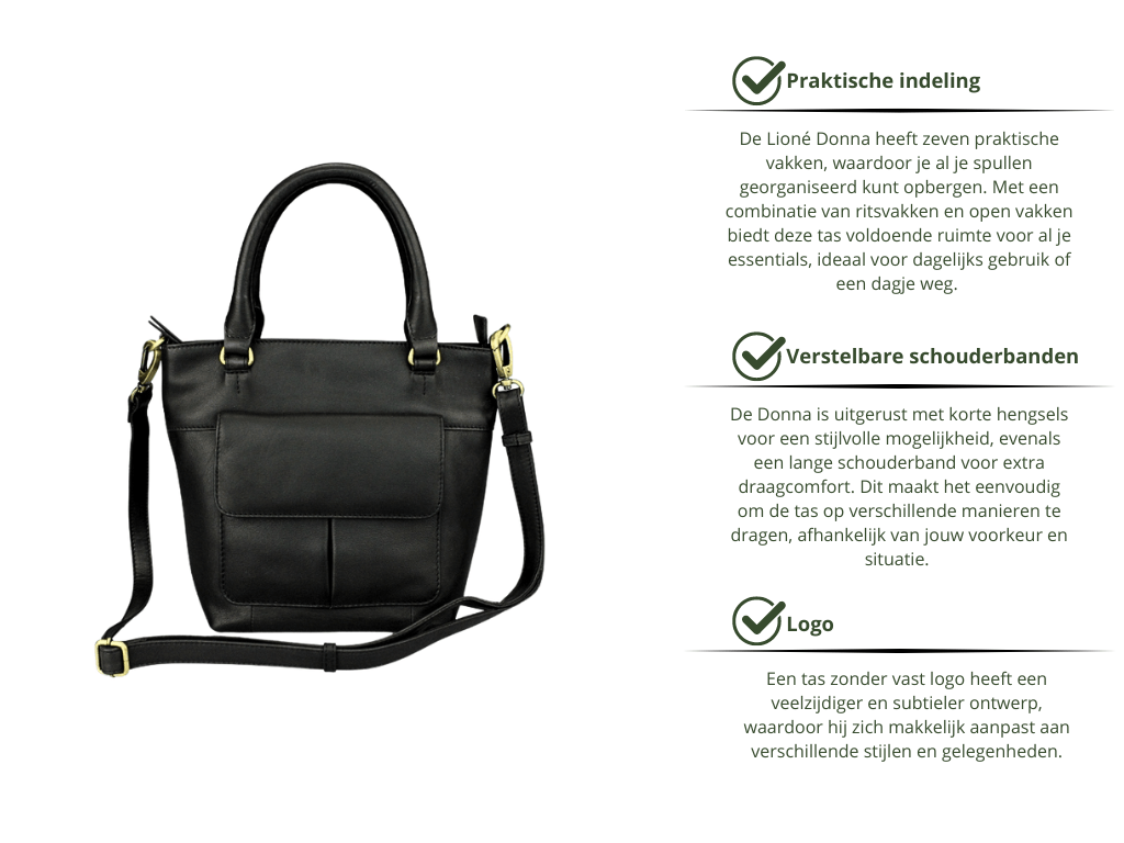 Leren Shopper Zwart Donna - Lioné - Lioné