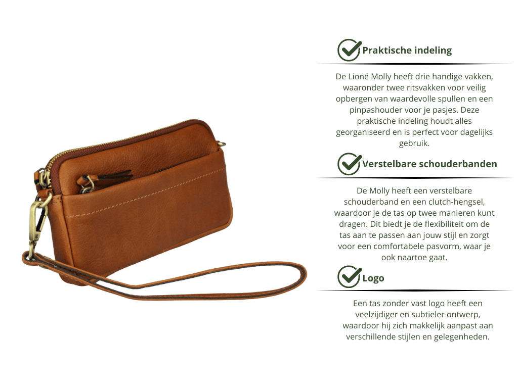 Leren Telefoontasje Cognac Molly - Lioné - Lioné