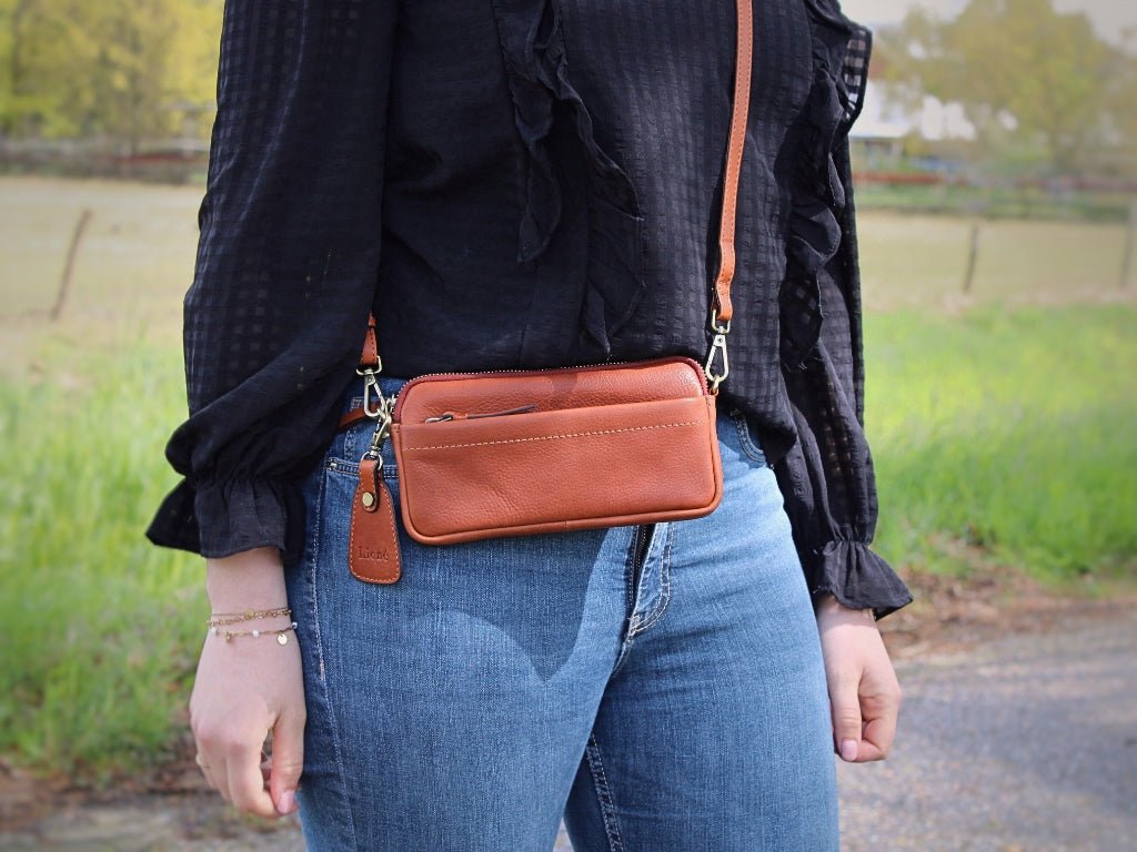 Leren Telefoontasje Cognac Molly - Lioné - Lioné