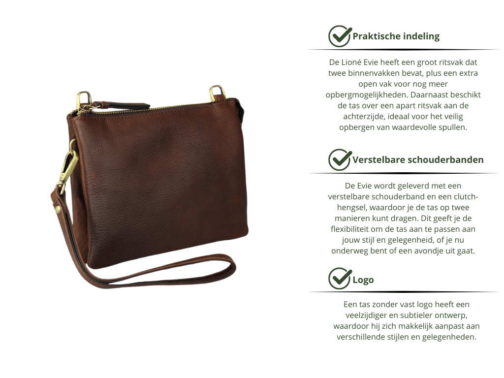 Leren Telefoontasje Donker Bruin Evie - Lioné - Lioné