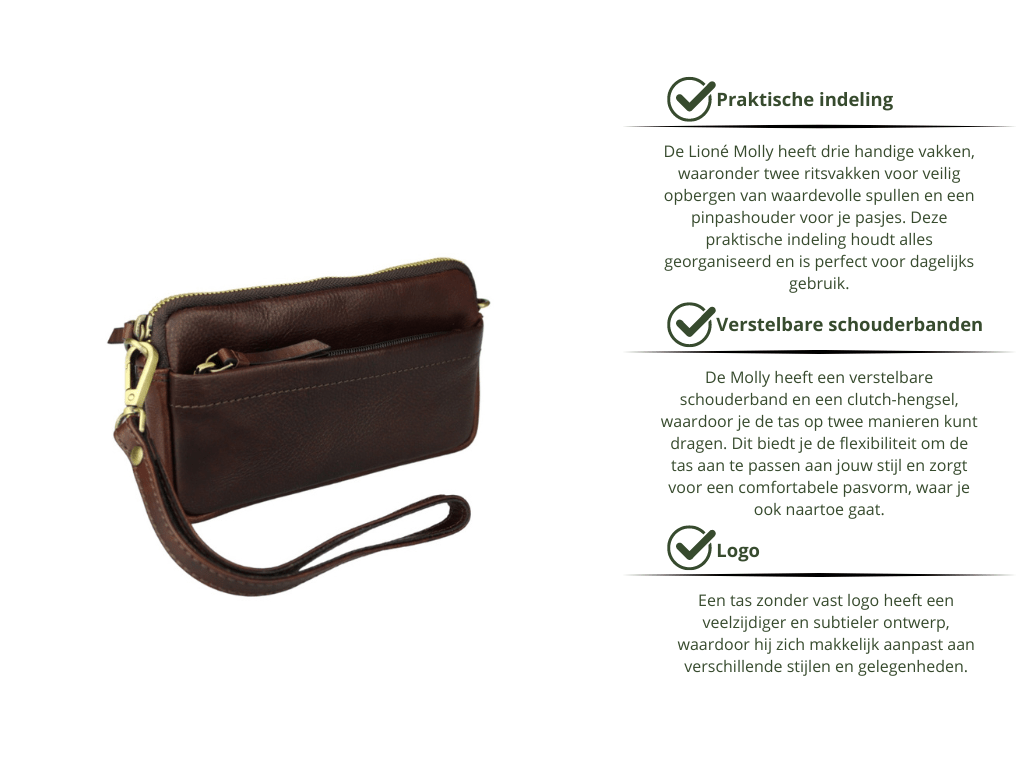 Leren Telefoontasje Donker Bruin Molly - Lioné - Lioné
