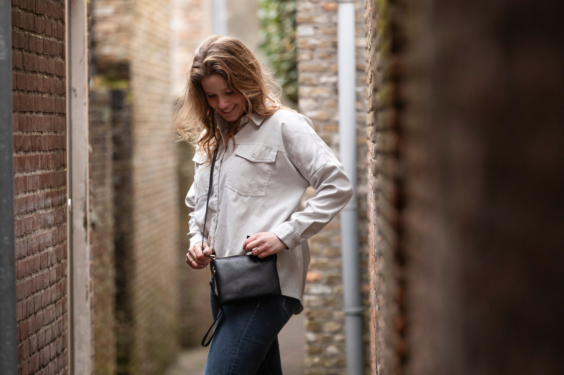 Leren Telefoontasje Zwart Evie - Lioné - Lioné