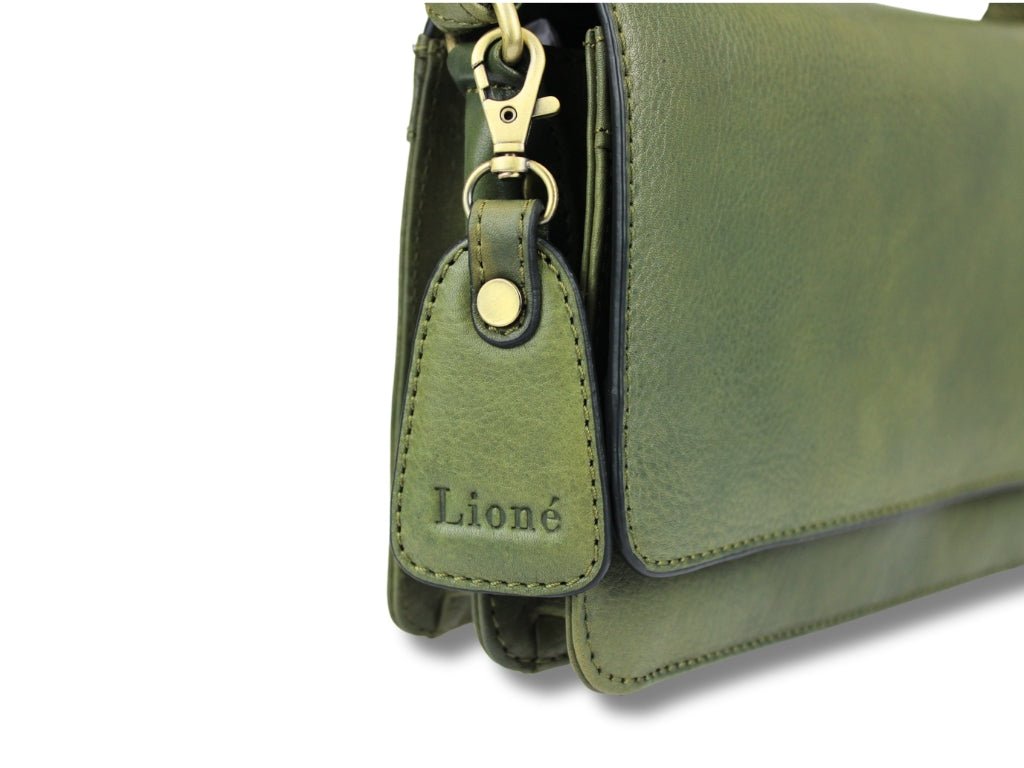 Olijfgroene Leren Schoudertas Dames – Alice | Just Lioné - Lioné - Lioné