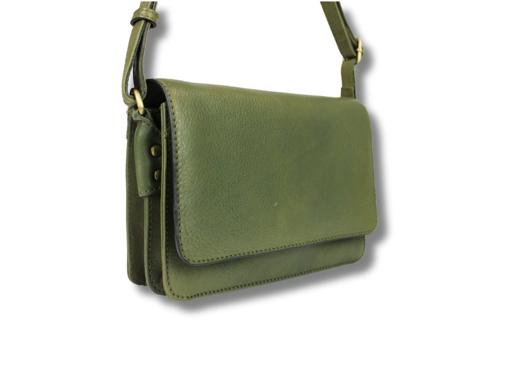Olijfgroene Leren Schoudertas Dames – Alice | Just Lioné - Lioné - Lioné