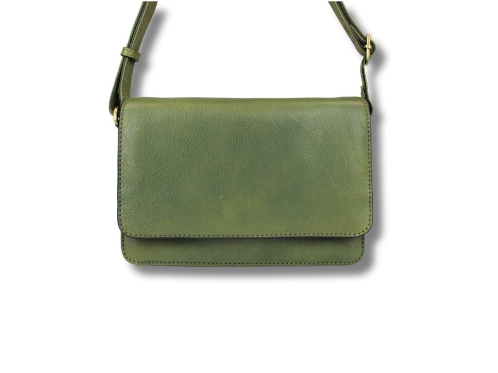 Olijfgroene Leren Schoudertas Dames – Alice | Just Lioné - Lioné - Lioné