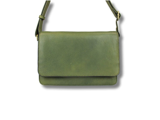 Olijfgroene Leren Schoudertas Dames – Alice | Just Lioné - Lioné - Lioné