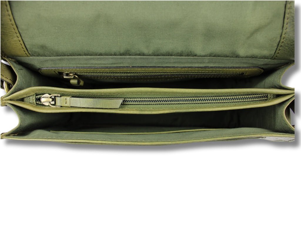 Olijfgroene Leren Schoudertas Dames – Alice | Just Lioné - Lioné - Lioné