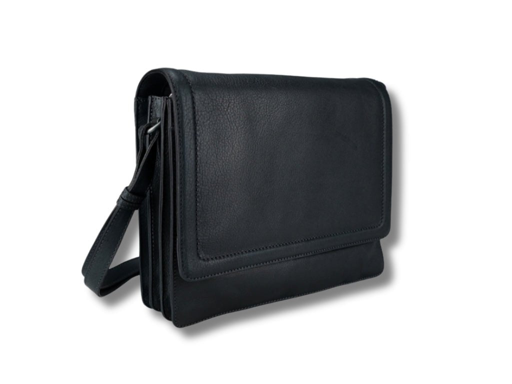 Zwarte Leren Schoudertas Dames – Amber | Just Lioné - Lioné - Lioné